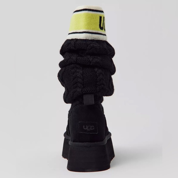 UGG Cable Sweater Letter Platform Shearling Lined Suede Boot Womens 8.5 9 40 - Picture 7 of 17